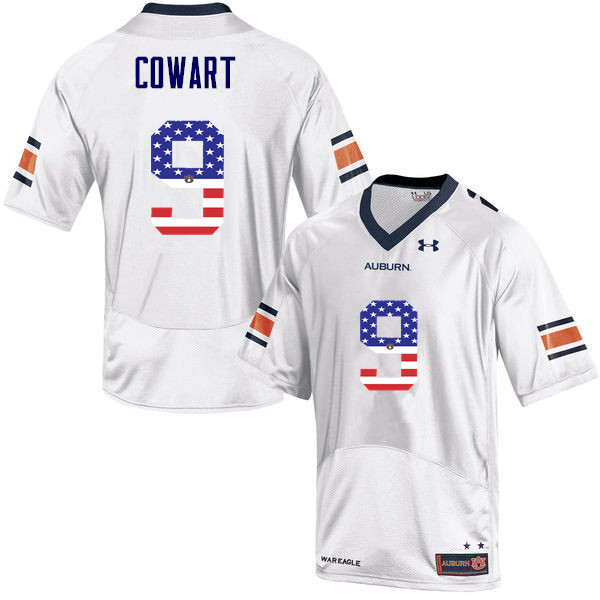 Auburn Tigers Men's Byron Cowart #9 White Under Armour Stitched College USA Flag Fashion NCAA Authentic Football Jersey DXG5374UP